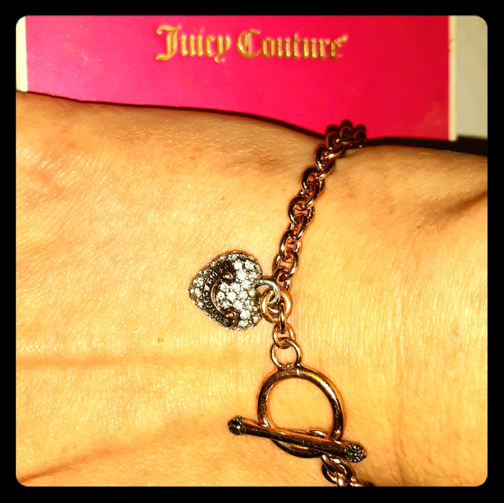 NIB♡ JUICY COUTURE♡ B-Faceted Pave Heart Bracelet
